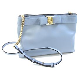 Borsa a tracolla Salvatore Ferragamo Vara Blu chiaro