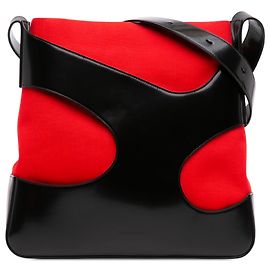 Salvatore Ferragamo Borsa a tracolla Ferragamo in vitello spazzolato nero con trafori e tela Nero