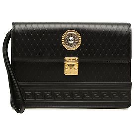 Clutch Versace in pelle nera Medusa Sunburst Nero
