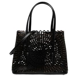ALAÏA Mina 25 em pele de vitela Vienne preta com corte a laser Preto