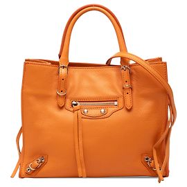 Balenciaga Bolsa Satchel Mini Papier A4 em couro laranja com fecho de correr Laranja