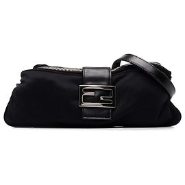 Borsa a Tracolla Baguette Fendi in Jersey Nero Nero