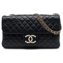 Chanel Black Medium Quilted Lambskin Westminster Pearl Flap Noir