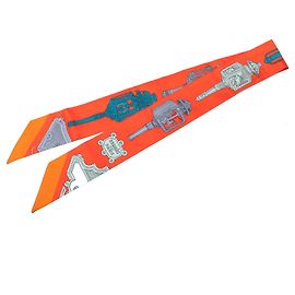Twilly in seta Hermès Orange Merveilleuses Lanternes Rosso Arancione