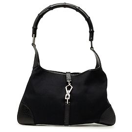 Gucci Bolsa Hobo Jackie em lona preta e bambu Preto