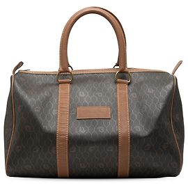 Dior Black Honeycomb Coated Canvas Boston Bag Black
