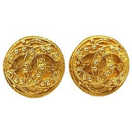 Orecchini a clip rotondi placcati oro Chanel Gold CC D'oro
