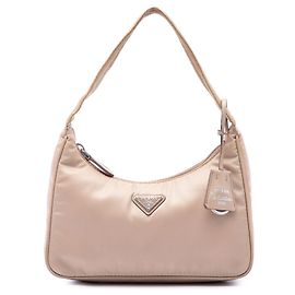 Bolsa de Ombro Prada Mini Tessuto Re Edition 2000 Bege Bege