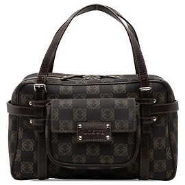 LOEWE Brown Anagram Coated Canvas Handbag Brown Dark brown