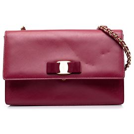 Salvatore Ferragamo Ferragamo Red Medium Leather Vara Ginny Crossbody Red Dark red