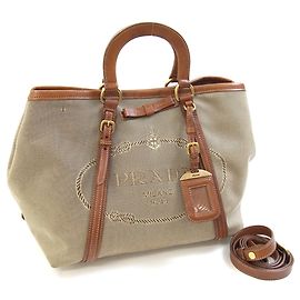 Sac à main Prada BN1671 en Beige et Brown Marron Beige