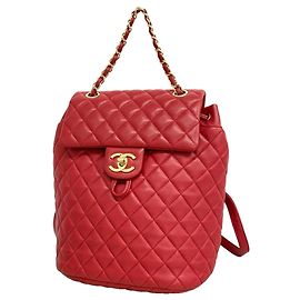 Chanel Matelassé Lambskin Backpack Red