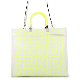 Fendi Sunshine Medium Tote Bag Weiß Gelb