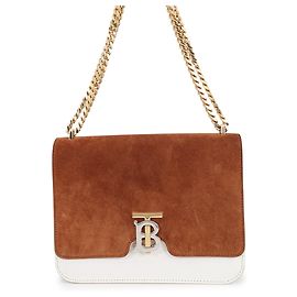 Borsa a tracolla con catena Burberry TB Medium Marrone Bianco