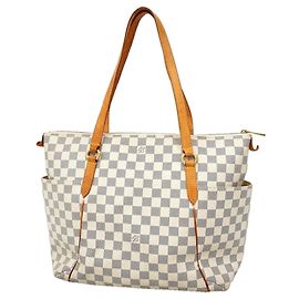 Borsa Tote Louis Vuitton Damier Azur Totally MM Bianco