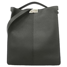 Fendi Peekaboo I.U Lederhandtasche Schwarz