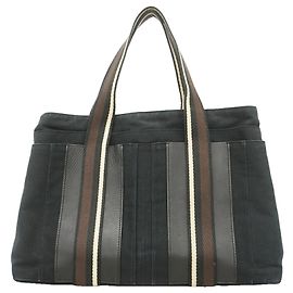 Hermès Bolso Tote Hermes Troca Horizontal MM Canvas, Negro Negro