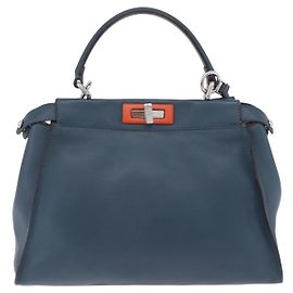 Fendi Peekaboo Ruffled Leather Mini Blue