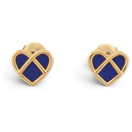 NUEVOS PENDIENTES POIRAY L'ATTRAPE COEUR LAPIS LAZULI ORO 18K 1.9GR Azul