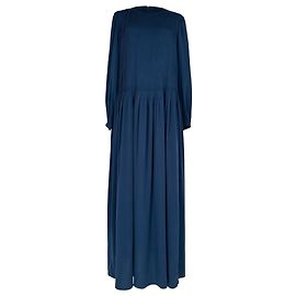 Loro Piana plissiertes Maxi-Kleid aus blauer Seide Blau