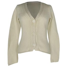 Jil Sander Strickcardigan mit Knöpfen aus weißer Wolle Weiß Roh