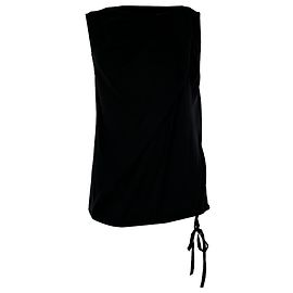 Theory Boat Neck Sleeveless Top in Black Silk Black