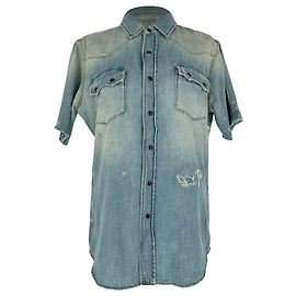 Autre Marque Camisa de ganga de manga curta Saint Laurent em algodão azul Azul Azul claro