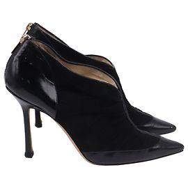 Jimmy Choo Pointed Toe Ankle Boots in Black Suede Black