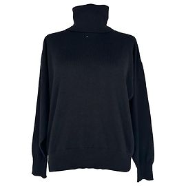 Jil Sander Rollkragen-Sweatshirt aus schwarzer Wolle Schwarz