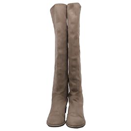 Stuart Weitzman Knee-High em camurça castanha Marrom Vermelho