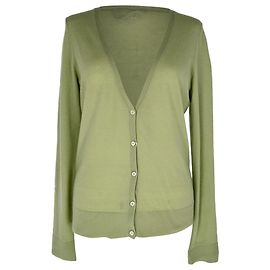 Cardigã abotoado Theory em cashmere verde Verde