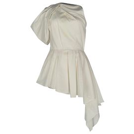 Top drapeado assimétrico Alexander Mcqueen em algodão branco Branco Cru