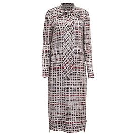 Abito midi Burberry Scribble Check in seta multicolore Multicolore