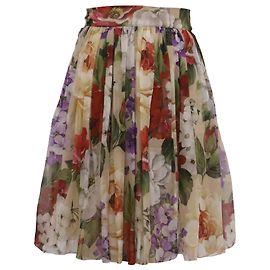 Dolce & Gabbana Midirock mit Blumenprint aus mehrfarbiger Seide Mehrfarben