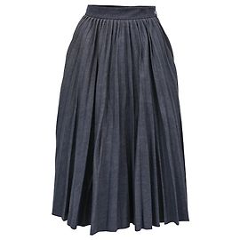 Falda midi plisada de denim MSGM en algodón azul oscuro Azul