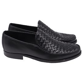 Mocassini Intrecciato in pelle nera Bottega Veneta Nero