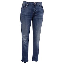 7 For All Mankind Mid-Rise Jeans in Blue Cotton Blue