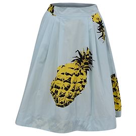 Saia midi MSGM com estampado de ananás em algodão azul claro Azul Azul claro
