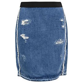 Sandro Distressed Mini-Denimrock aus blauer Baumwolle Blau
