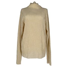 Jil Sander Rollkragen-Oberteil mit Gingham-Karos aus gelbem Polyester Gelb