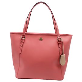 Coach Peyton Carry All Tote Bag in Coral Leather Orange Coral