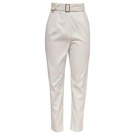Pantalon large taille haute ceinturé Max Mara en coton blanc Blanc