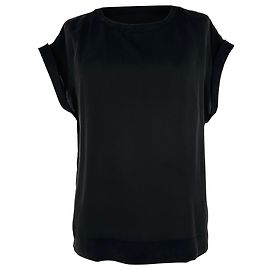 Blouse à manches courtes Theory en soie noire Noir