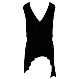 Marni V-Neck Asymmetric Tank Top in Black Viscose Black