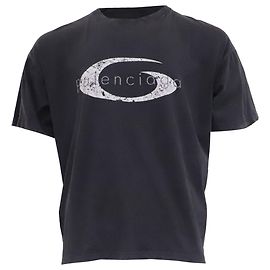 T-shirt graphique usé Balenciaga Loop Sports Icon en coton noir Noir