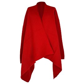 Pull cape en maille côtelée Rick Owens en laine rouge Rouge