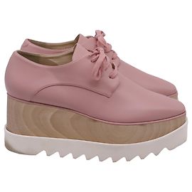 Stella Mc Cartney Stella McCartney Elyse Platform Wedge Shoes in Pink Leather Pink