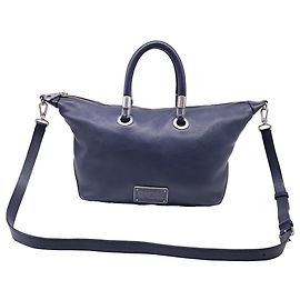 Marc Jacobs Too Hot To Handle Satchel Bag in Navy Blue Leather Blue Navy blue