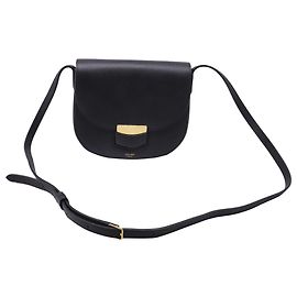 Céline Sac bandoulière Celine Trotteur Small en cuir noir Autre Imprimé python