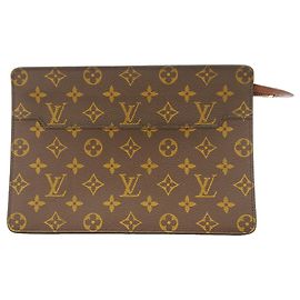 Louis Vuitton Monogram Pochette Homme Clutch Bag Marron